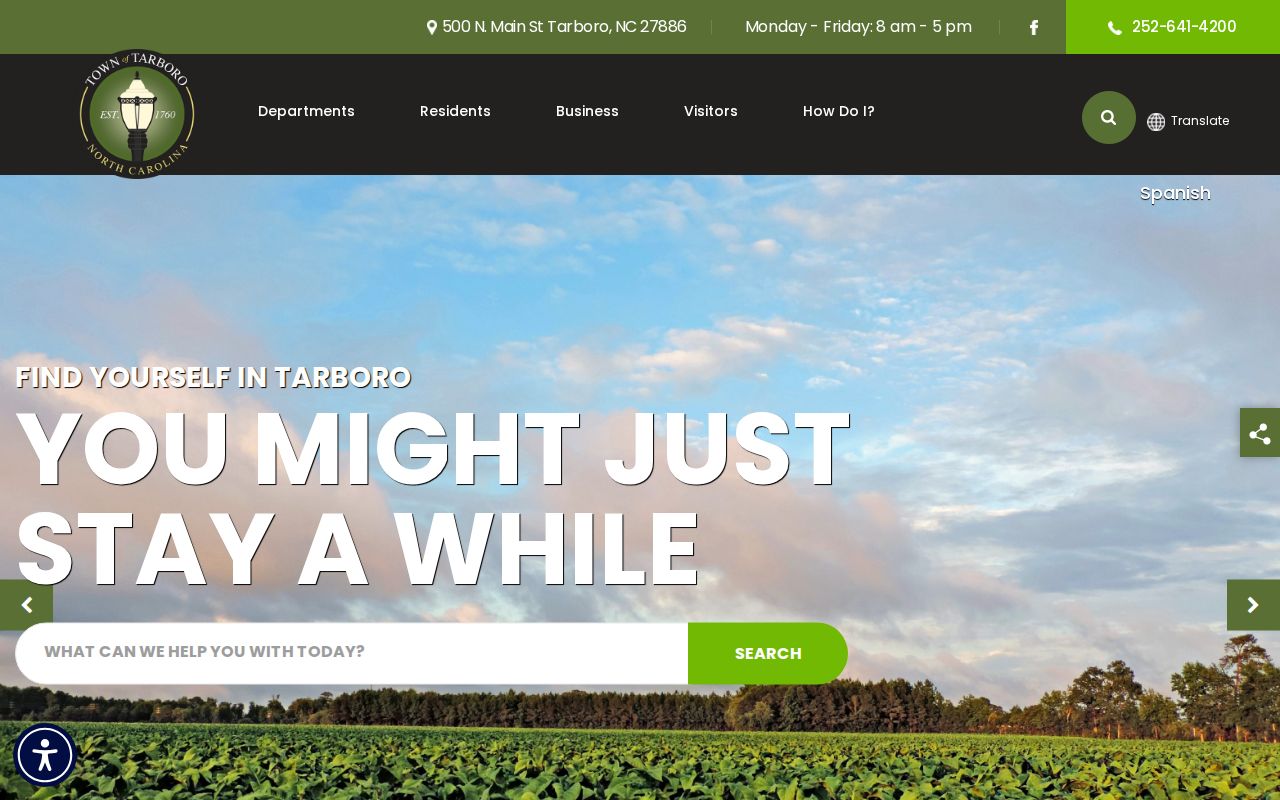 Official Town of Tarboro website used to begin a municipal records request